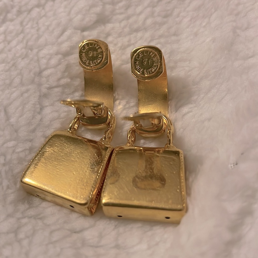 Celine *RARE* Vintage 91 mini purse clip-on earrings - Picture 3 of 6